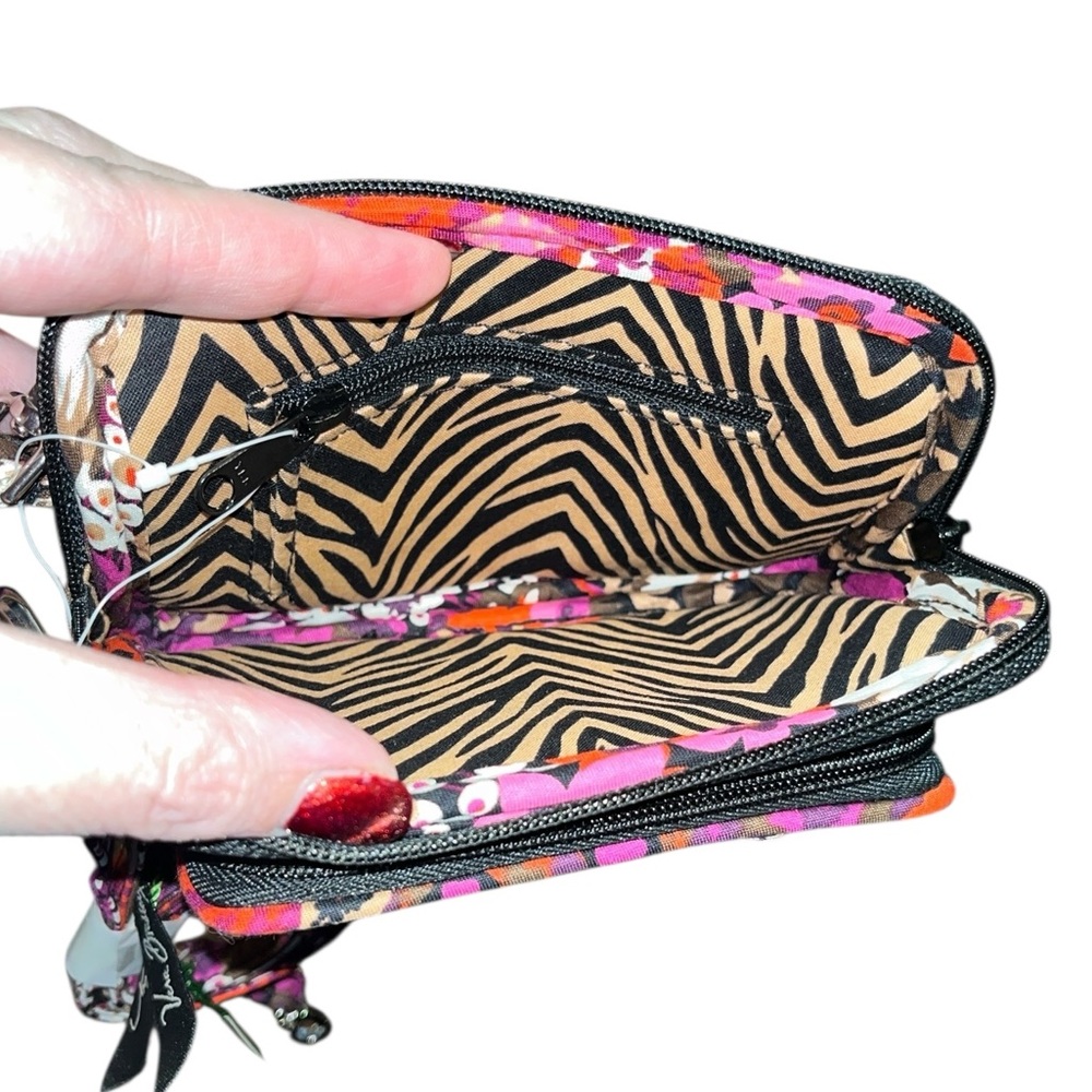 Vera Bradley Floral Quilted Wristlet and Crossbody Bag with Zebra Interior - Picture 4 of 6